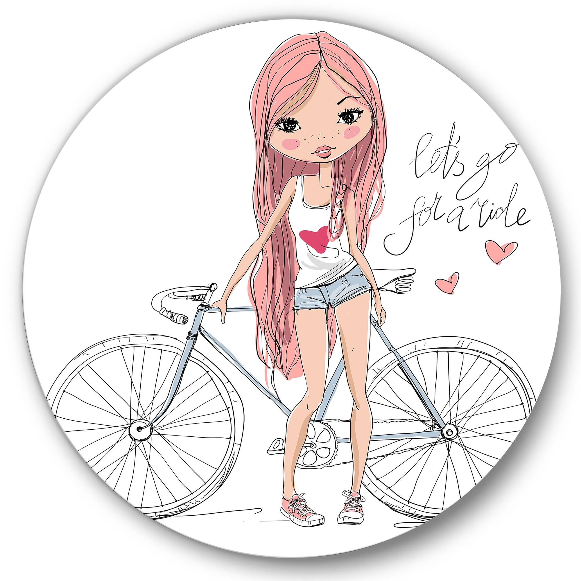 Designart - Young Girl With Bicycle